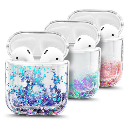 For Apple AirPods / AirPods Pro Case Cute Liquid Glitter Cover + Ball Chain Loop - Place Wireless
