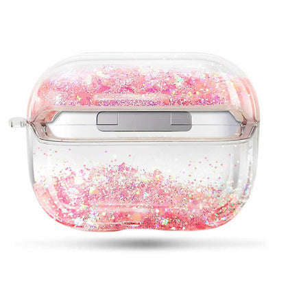 For Apple AirPods Pro Case Liquid Glitter Cute Protective Cover +Ball Chain Loop - Place Wireless