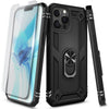 For iPhone 12 Mini,12 Pro, Pro Max Case Metal Ring Stand Cover + Tempered Glass