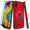 For Samsung Galaxy A01 Case, Ring Stand Phone Cover + Tempered Glass Protector