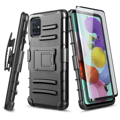 For Samsung Galaxy A51 5G Case Belt Clip Holster Phone Cover With Tempered Glass - Place Wireless