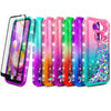 For LG Aristo 5 Case Liquid Glitter Bling Phone Cover + Tempered Glass Protector