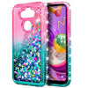 For LG Aristo 5 Case Liquid Glitter Bling Phone Cover + Tempered Glass Protector