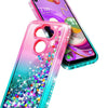 For LG Aristo 5 Case Liquid Glitter Bling Phone Cover + Tempered Glass Protector