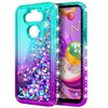 For LG Aristo 5 Case Liquid Glitter Bling Phone Cover + Tempered Glass Protector