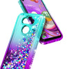 For LG Aristo 5 Case Liquid Glitter Bling Phone Cover + Tempered Glass Protector