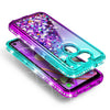 For LG Aristo 5 Case Liquid Glitter Bling Phone Cover + Tempered Glass Protector