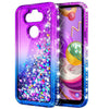 For LG Aristo 5 Case Liquid Glitter Bling Phone Cover + Tempered Glass Protector