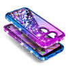 For LG Aristo 5 Case Liquid Glitter Bling Phone Cover + Tempered Glass Protector