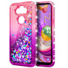 For LG Aristo 5 Case Liquid Glitter Bling Phone Cover + Tempered Glass Protector