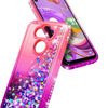 For LG Aristo 5 Case Liquid Glitter Bling Phone Cover + Tempered Glass Protector