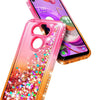 For LG Aristo 5 Case Liquid Glitter Bling Phone Cover + Tempered Glass Protector