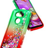 For LG Aristo 5 Case Liquid Glitter Bling Phone Cover + Tempered Glass Protector