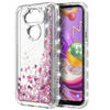 For LG Aristo 5 Case Liquid Glitter Bling Phone Cover + Tempered Glass Protector