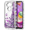 For LG Aristo 5 Case Liquid Glitter Bling Phone Cover + Tempered Glass Protector