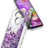 For LG Aristo 5 Case Liquid Glitter Bling Phone Cover + Tempered Glass Protector