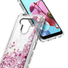 For LG K51 / Reflect Case, Liquid Glitter Phone Cover + Tempered Glass Protector