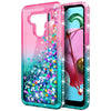 For LG K51 / Reflect Case, Liquid Glitter Phone Cover + Tempered Glass Protector