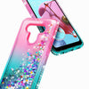 For LG K51 / Reflect Case, Liquid Glitter Phone Cover + Tempered Glass Protector