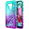 For LG K51 / Reflect Case, Liquid Glitter Phone Cover + Tempered Glass Protector