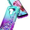 For LG K51 / Reflect Case, Liquid Glitter Phone Cover + Tempered Glass Protector