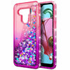 For LG K51 / Reflect Case, Liquid Glitter Phone Cover + Tempered Glass Protector