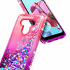 For LG K51 / Reflect Case, Liquid Glitter Phone Cover + Tempered Glass Protector