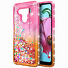 For LG K51 / Reflect Case, Liquid Glitter Phone Cover + Tempered Glass Protector