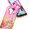 For LG K51 / Reflect Case, Liquid Glitter Phone Cover + Tempered Glass Protector