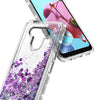 For LG K51 / Reflect Case, Liquid Glitter Phone Cover + Tempered Glass Protector