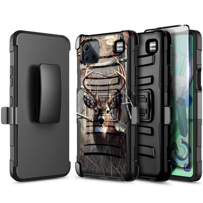 For LG K92 5G Case, Belt Clip Holster Phone Cover With Tempered Glass Protector - Place Wireless