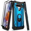 For LG Stylo 6 Case Full Body Ring Stand Phone Cover + Tempered Glass Protector