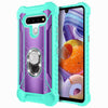 For LG Stylo 6 Case Full Body Ring Stand Phone Cover + Tempered Glass Protector