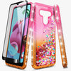 For LG Stylo 6 Case, Liquid Glitter Bling Phone Cover + Tempered Glass Protector