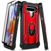 For LG Stylo 6 Case Full Body Ring Stand Phone Cover + Tempered Glass Protector