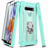 For LG Stylo 6 Case Full Body Ring Stand Phone Cover + Tempered Glass Protector