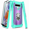 For LG Stylo 6 Case Full Body Ring Stand Phone Cover + Tempered Glass Protector