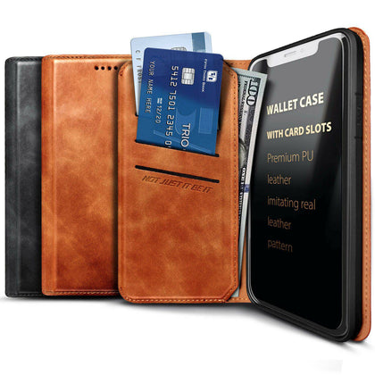For Samsung Galaxy A01, Card ID Holder Magnetic Flip Leather Wallet Phone Case - Place Wireless