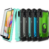 For Samsung Galaxy A01 Case, Full Body Ring Stand Phone Cover + Tempered Glass