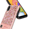 For Samsung Galaxy A01 Case Glitter Bling Phone Cover + Tempered Glass Protector