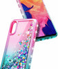 For Samsung Galaxy A01 Case, Liquid Glitter Phone Cover + Glass Screen Protector