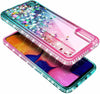 For Samsung Galaxy A01 Case, Liquid Glitter Phone Cover + Glass Screen Protector