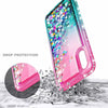 For Samsung Galaxy A01 Case, Liquid Glitter Phone Cover + Glass Screen Protector