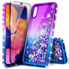 For Samsung Galaxy A01 Case, Liquid Glitter Phone Cover + Glass Screen Protector