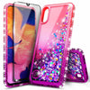 For Samsung Galaxy A01 Case, Liquid Glitter Phone Cover + Glass Screen Protector