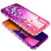 For Samsung Galaxy A01 Case, Liquid Glitter Phone Cover + Glass Screen Protector