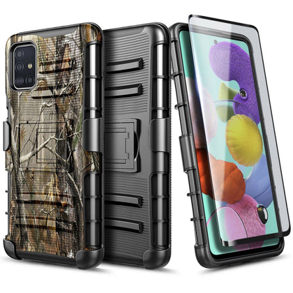 For Samsung Galaxy A51 5G Case Belt Clip Holster Phone Cover With Tempered Glass - Place Wireless