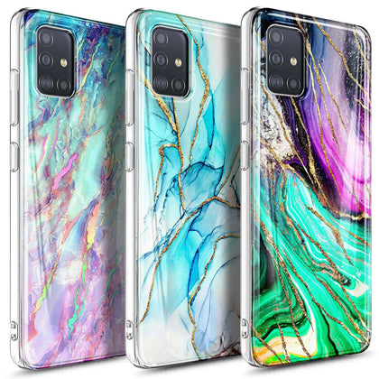 For Samsung Galaxy A51 5G Case Ultra Slim Marble Phone Cover + Tempered Glass - Place Wireless