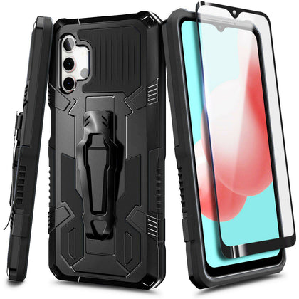 Case For Samsung Galaxy A32 5G Shockproof Belt Clip Stand Cover + Tempered Glass