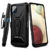 For Samsung Galaxy A12 Case, Holster Belt Clip Kickstand Cover + Tempered Glass